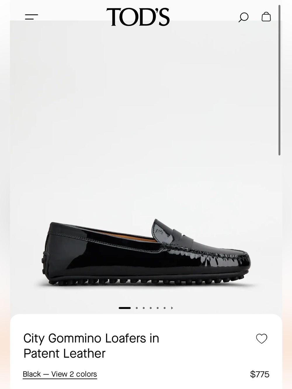 Tod's City Giommino Black Patent Leather Penny Loafers 8.5